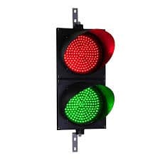 Two aspect red and green toll lane traffic light