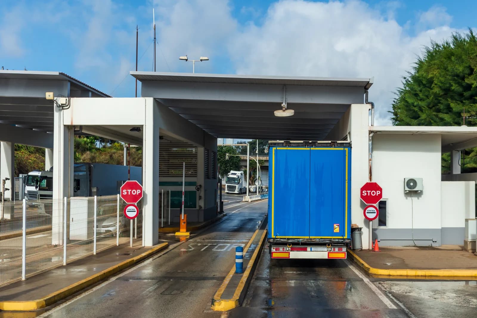 Truck at toll checkpoint